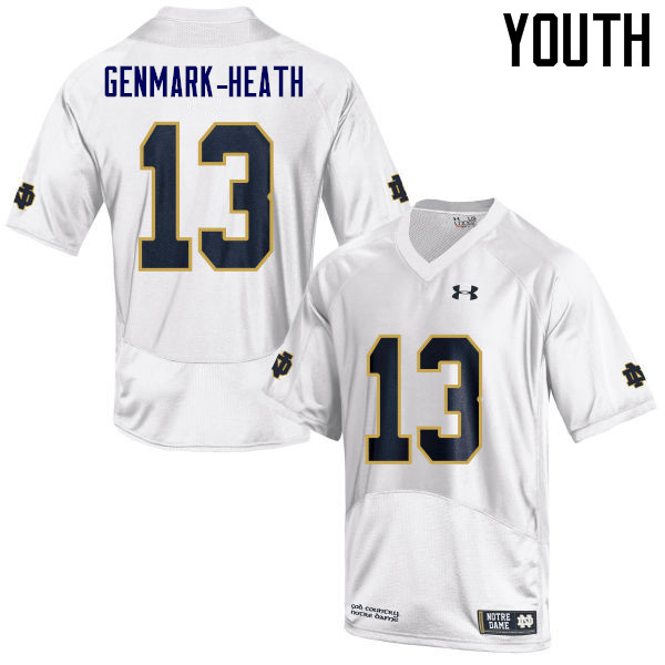 Youth NCAA Notre Dame Fighting Irish #13 Jordan Genmark-Heath Stitched College Under Armour Authentic White Football Jersey ZX10N17JK